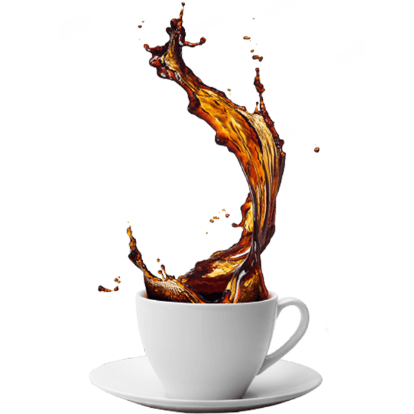 Steaming cup of coffee with latte art